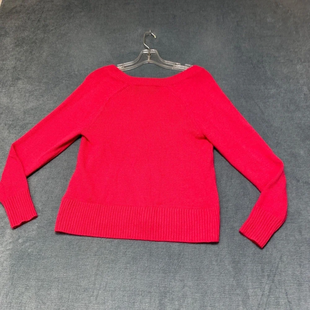 Banana Republic Sweater Womens XS Red V-Neck Ribbed Hem Long Sleeve Pullover